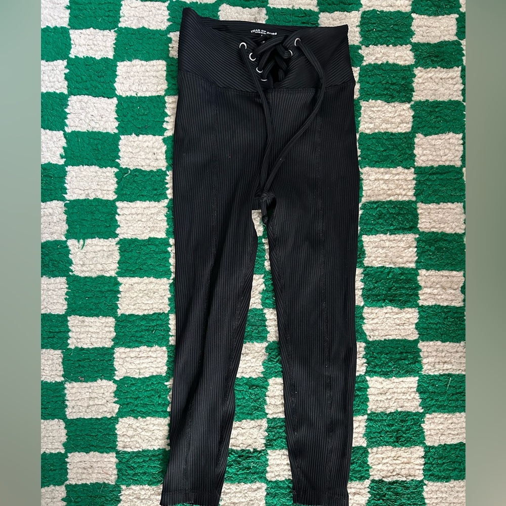 Year Of Ours Ribbed Football Capri Legging XS in Black